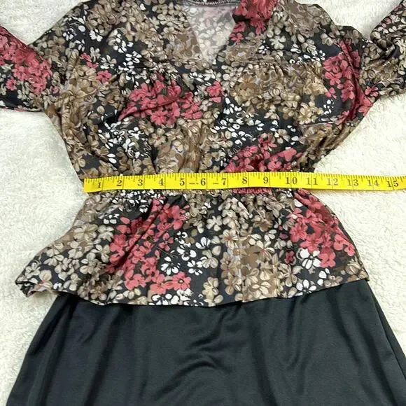 Vintage 70s Unbranded peplum secretary day dress, size Small - Picture 7 of 7